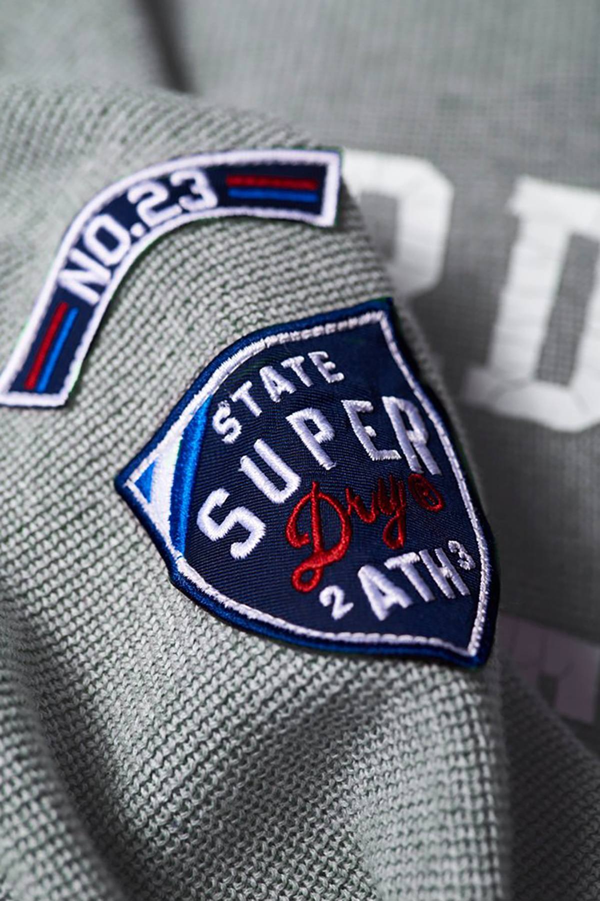 SuperDry Grey-Marl/Navy Track Squad Crew-Neck Sweater