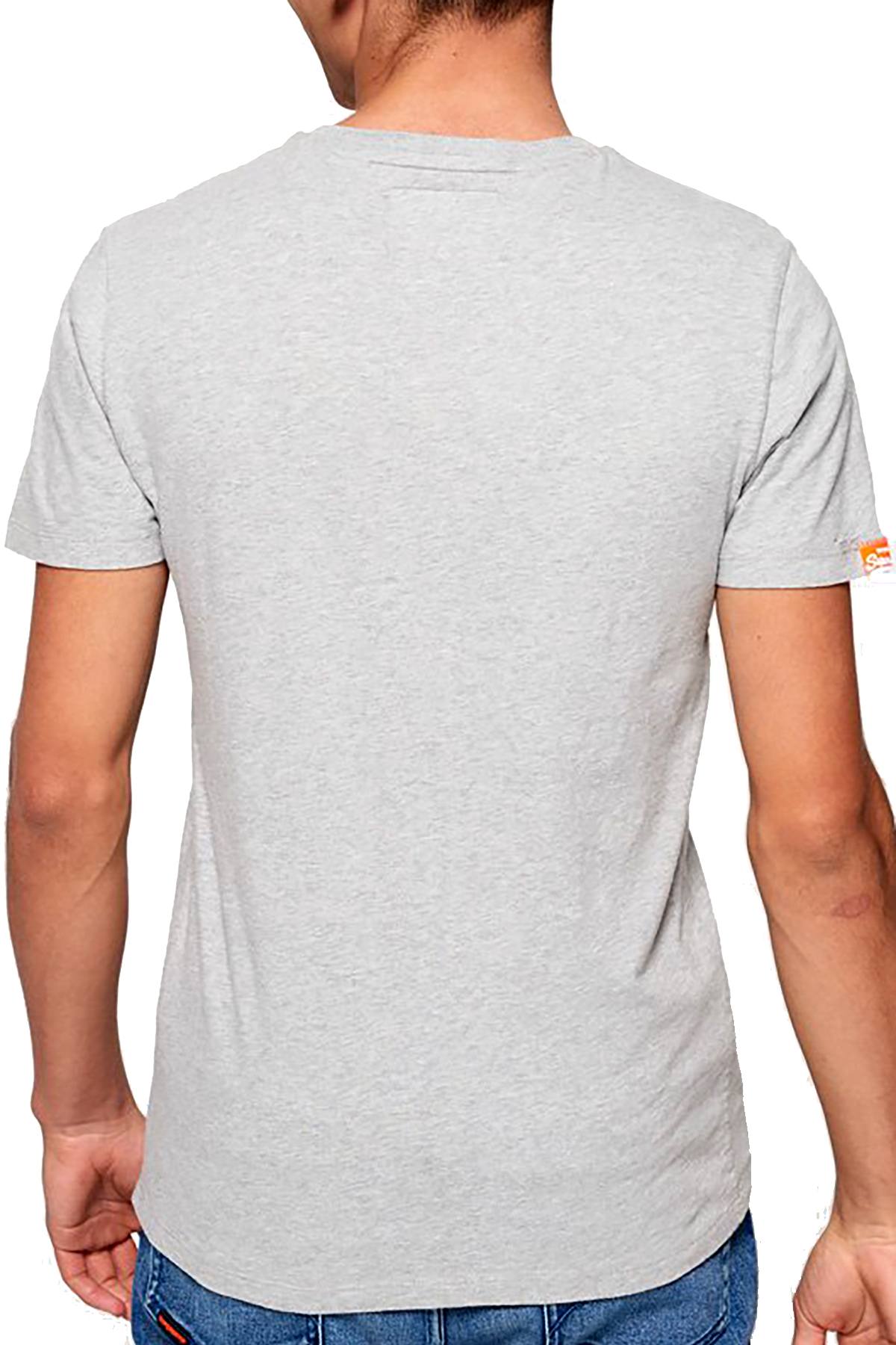 SuperDry Grey-Marl Orange-Label Vintage Embroidered V-Neck