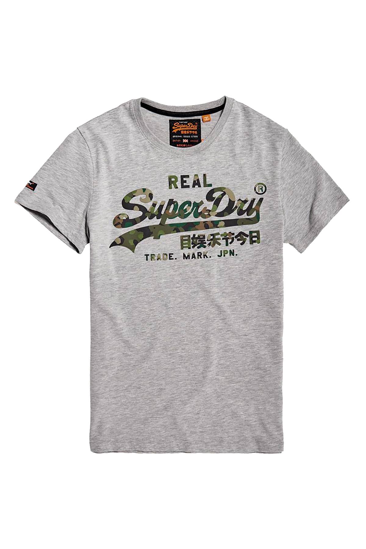 SuperDry Grey-Marl Vintage Logo Layered Camo Tee