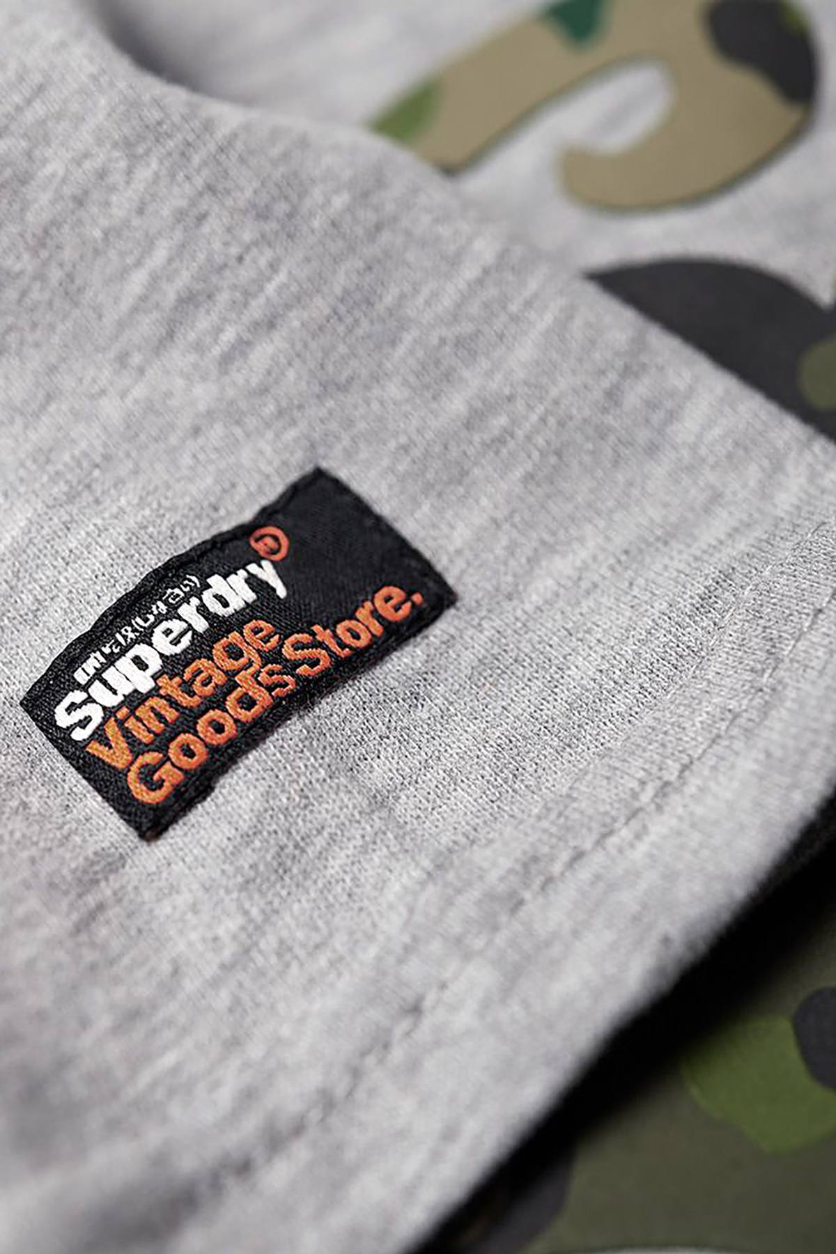 SuperDry Grey-Marl Vintage Logo Layered Camo Tee