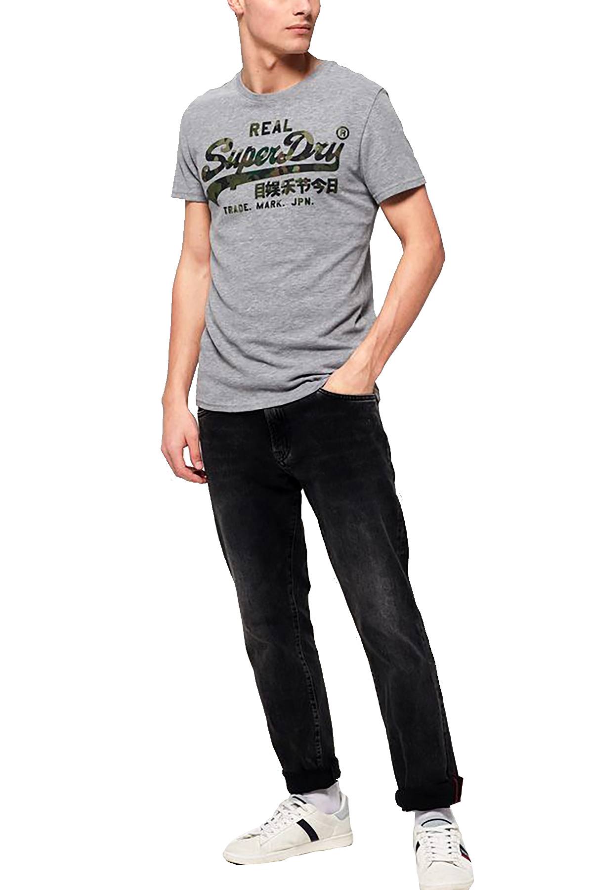 SuperDry Grey-Marl Vintage Logo Layered Camo Tee
