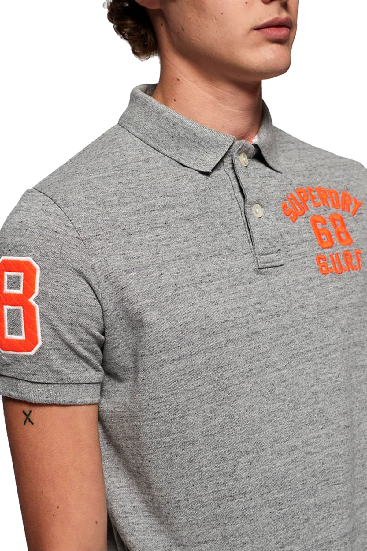 SuperDry Harbour-Grey-Grindle Classic Superstate Polo Shirt