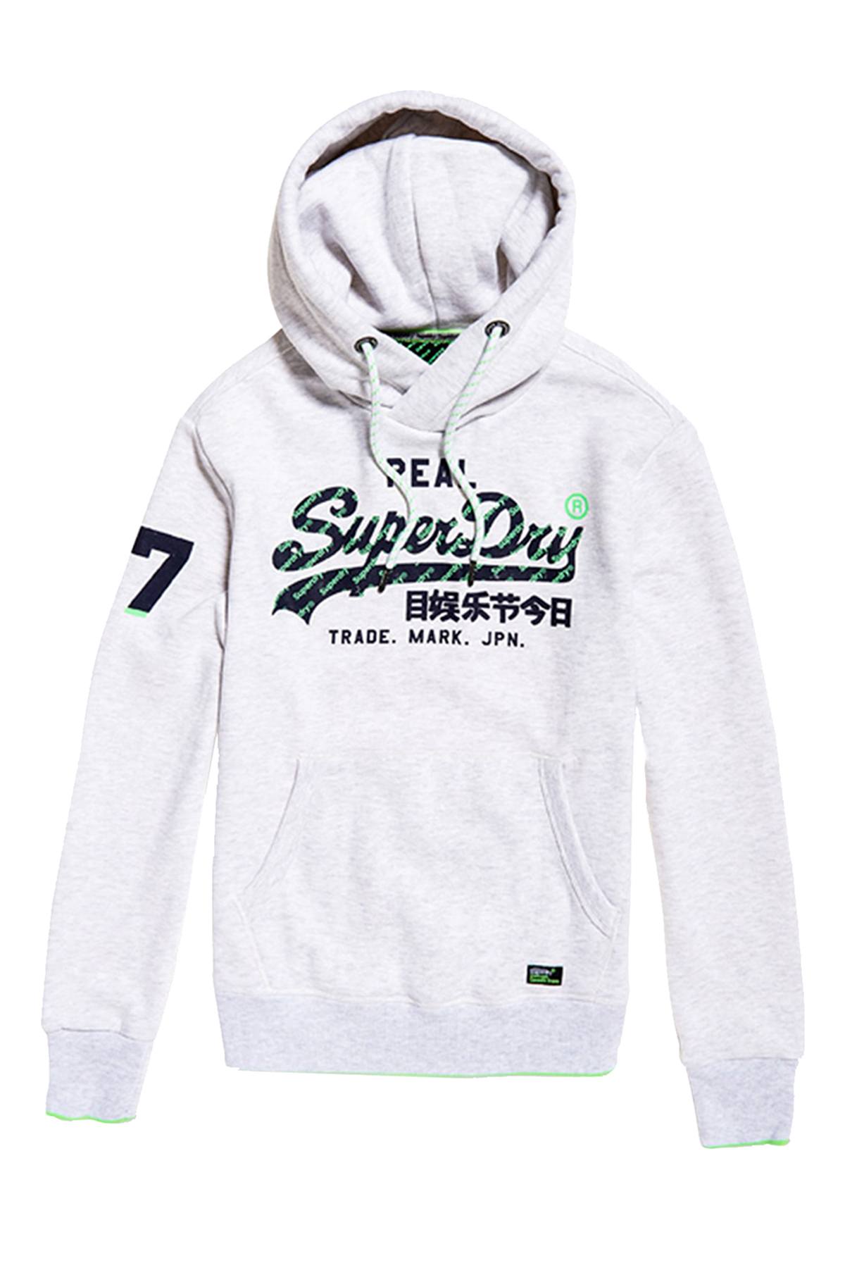 SuperDry Ice-Marl Vintage Logo Neon-Tip Hoodie