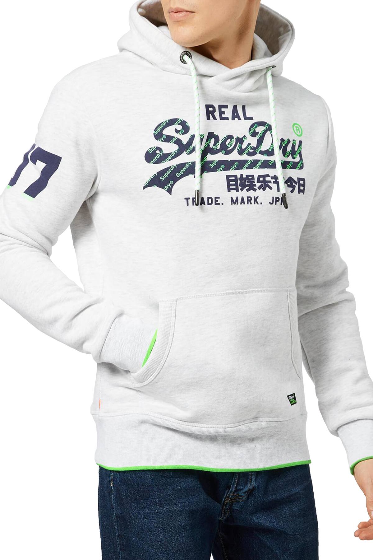 SuperDry Ice-Marl Vintage Logo Neon-Tip Hoodie