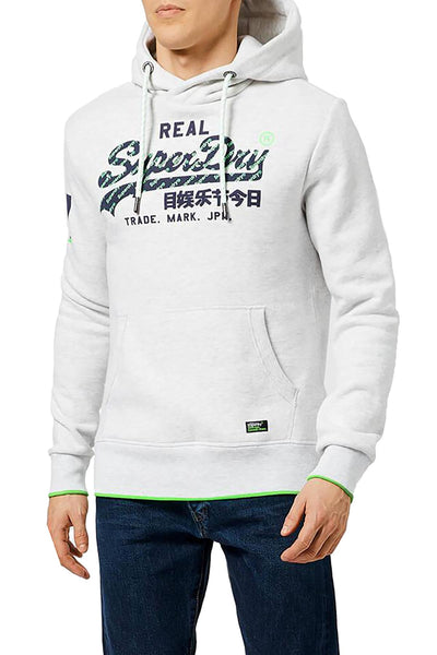 SuperDry Ice-Marl Vintage Logo Neon-Tip Hoodie