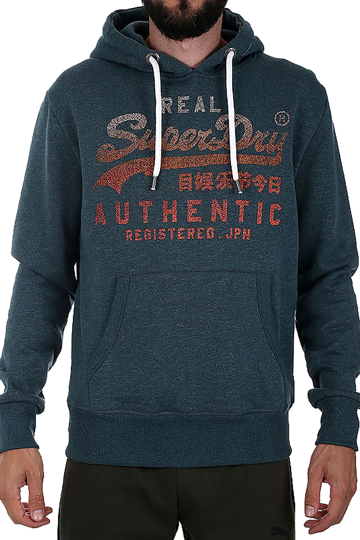 SuperDry Teal-Marl Vintage Authentic Logo Fade Hoodie