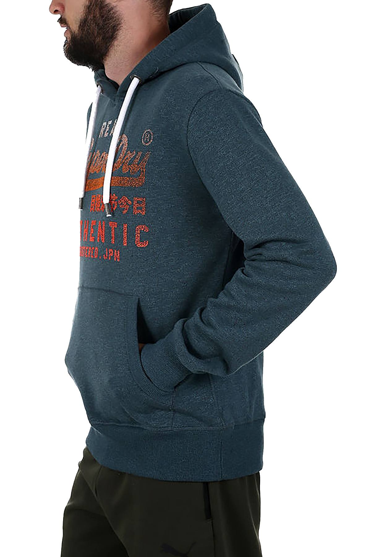 SuperDry Teal-Marl Vintage Authentic Logo Fade Hoodie