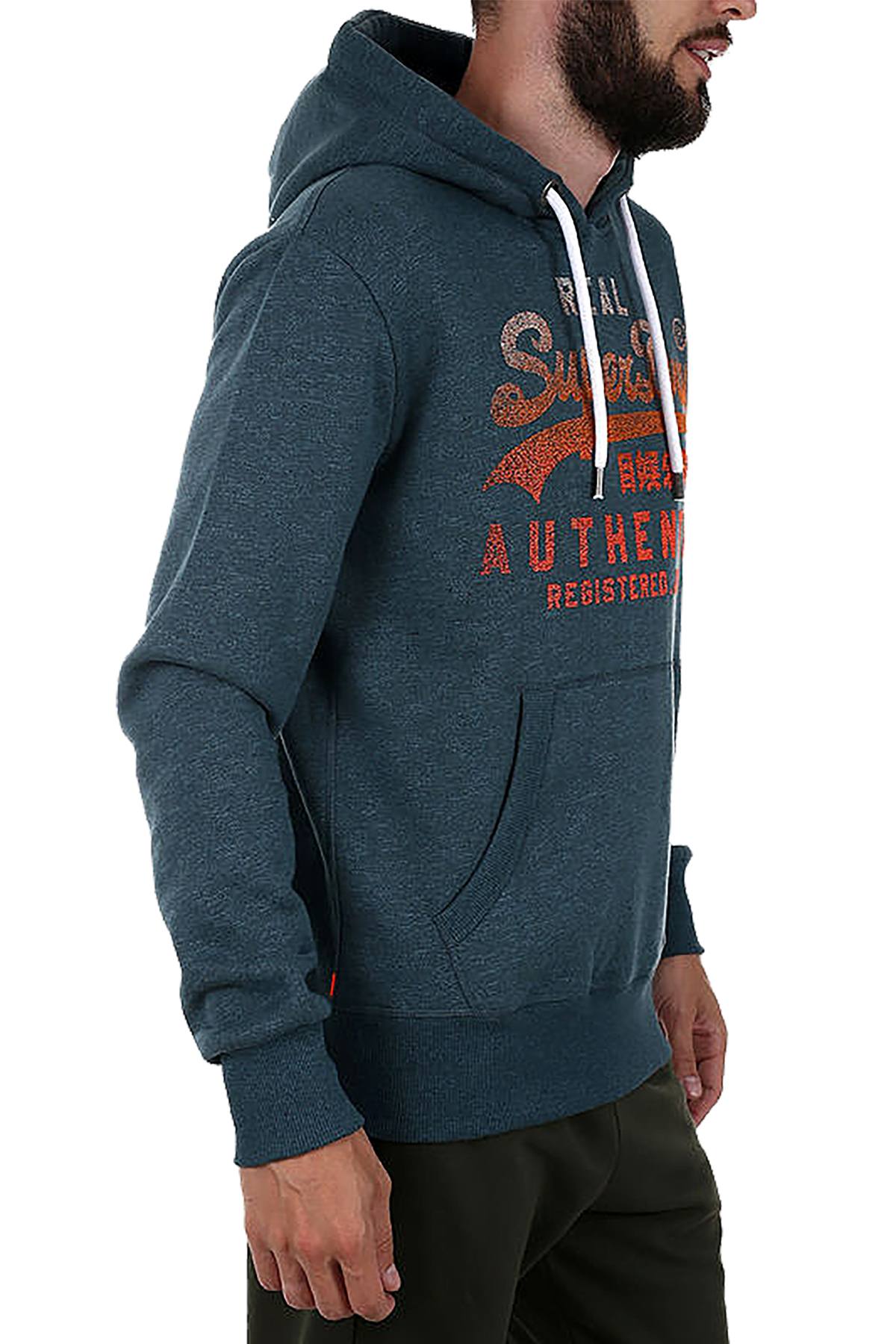 SuperDry Teal-Marl Vintage Authentic Logo Fade Hoodie