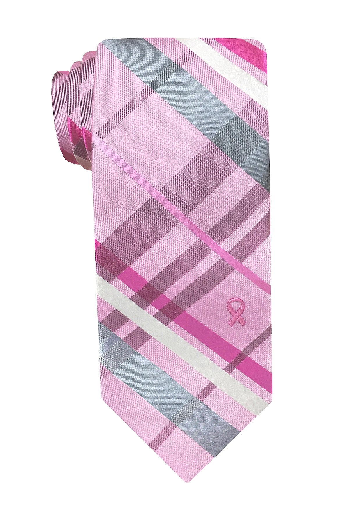 Susan G. Komen Pink/Grey Large-Plaid 'Knots for Hope' Necktie