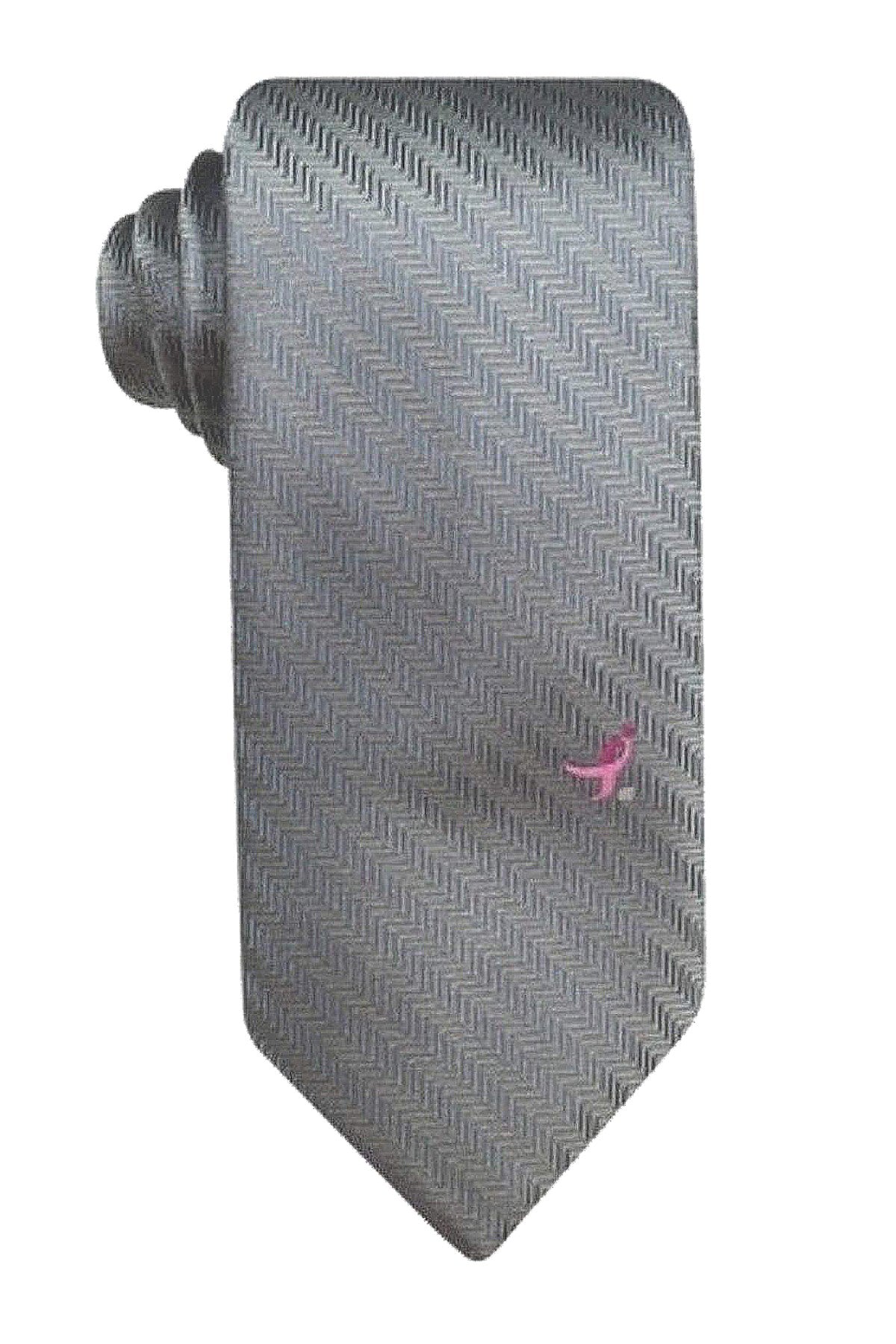 Susan G. Komen Solid-Charcoal Herringbone 'Knots for Hope' Necktie