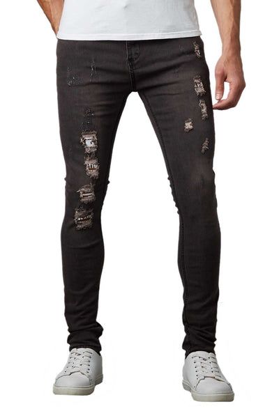 Tailored Recreation Premium Black Distressed Tapered Denim Pant