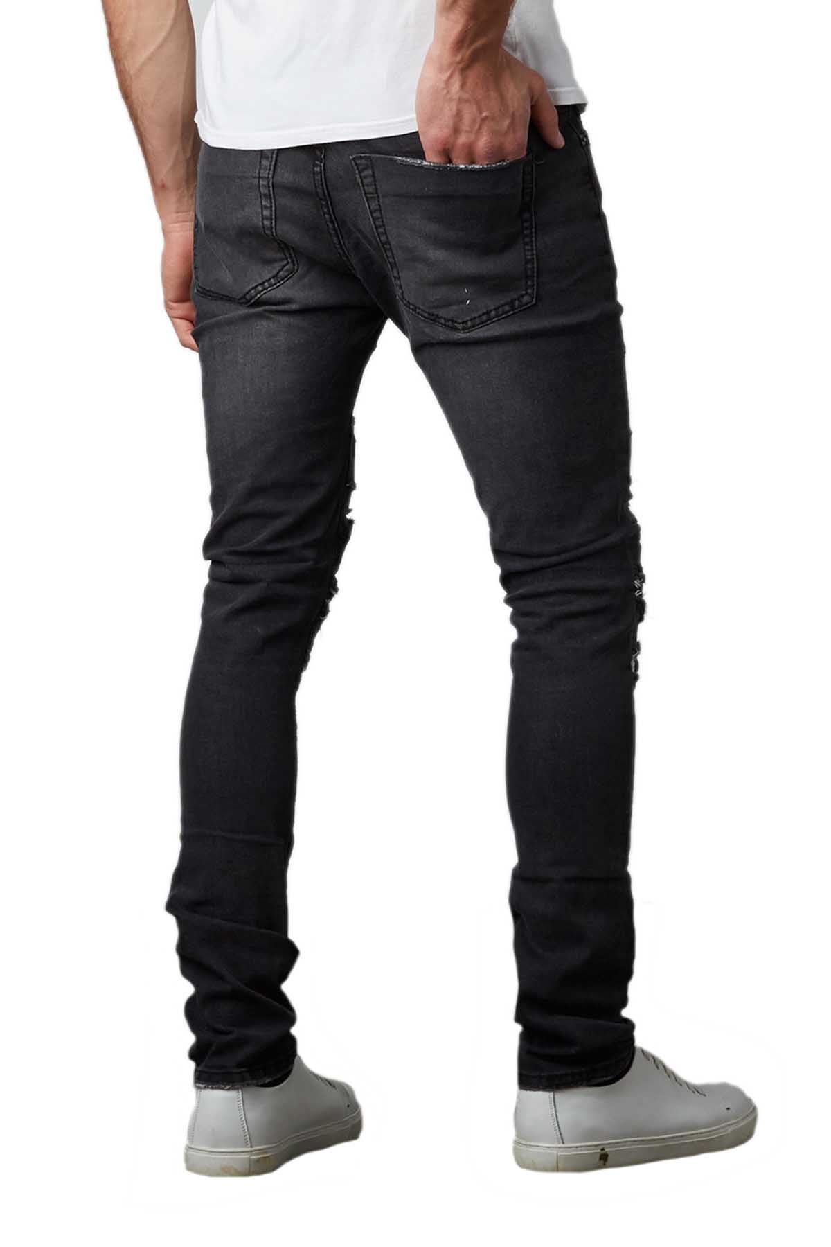 Tailored Recreation Premium Black Ripped & Distressed Tapered Denim Pant