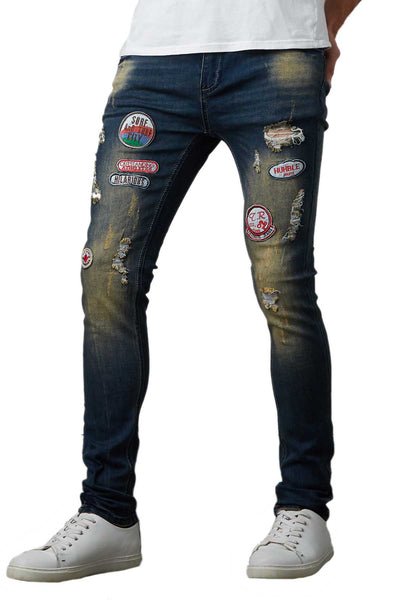 Tailored Recreation Premium Dark Blue Patched Denim Pant