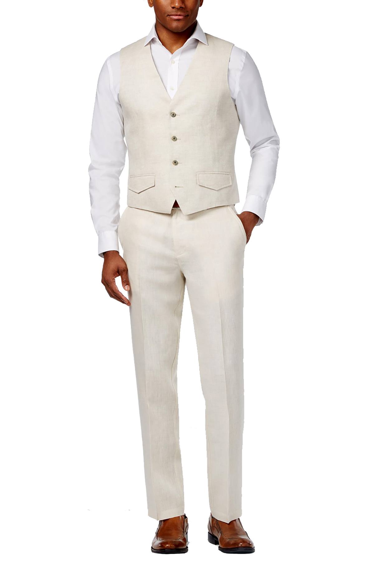 Tasso Elba Island Natural-Khaki 100% Linen Vest