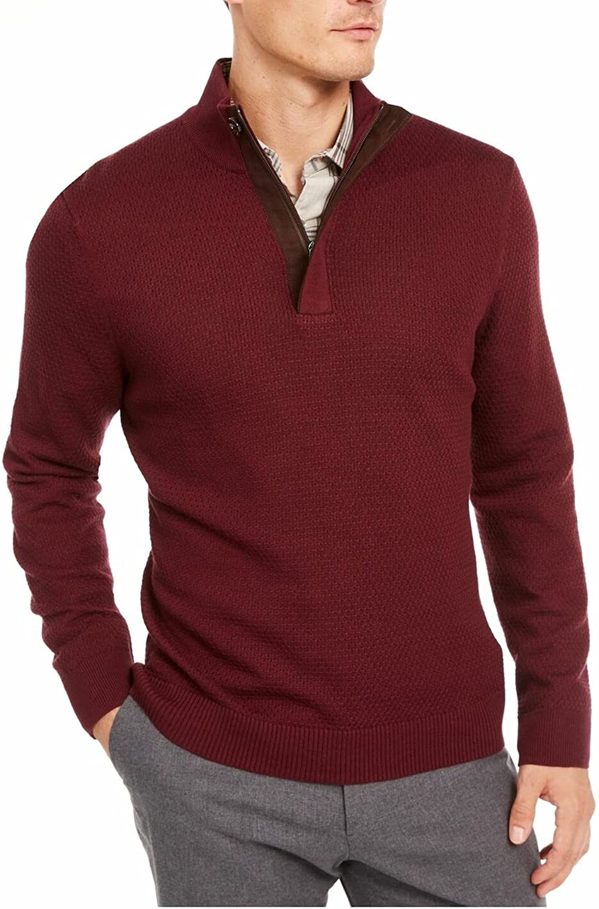 Tasso Elba Quarter-zip Sweater Red Plum