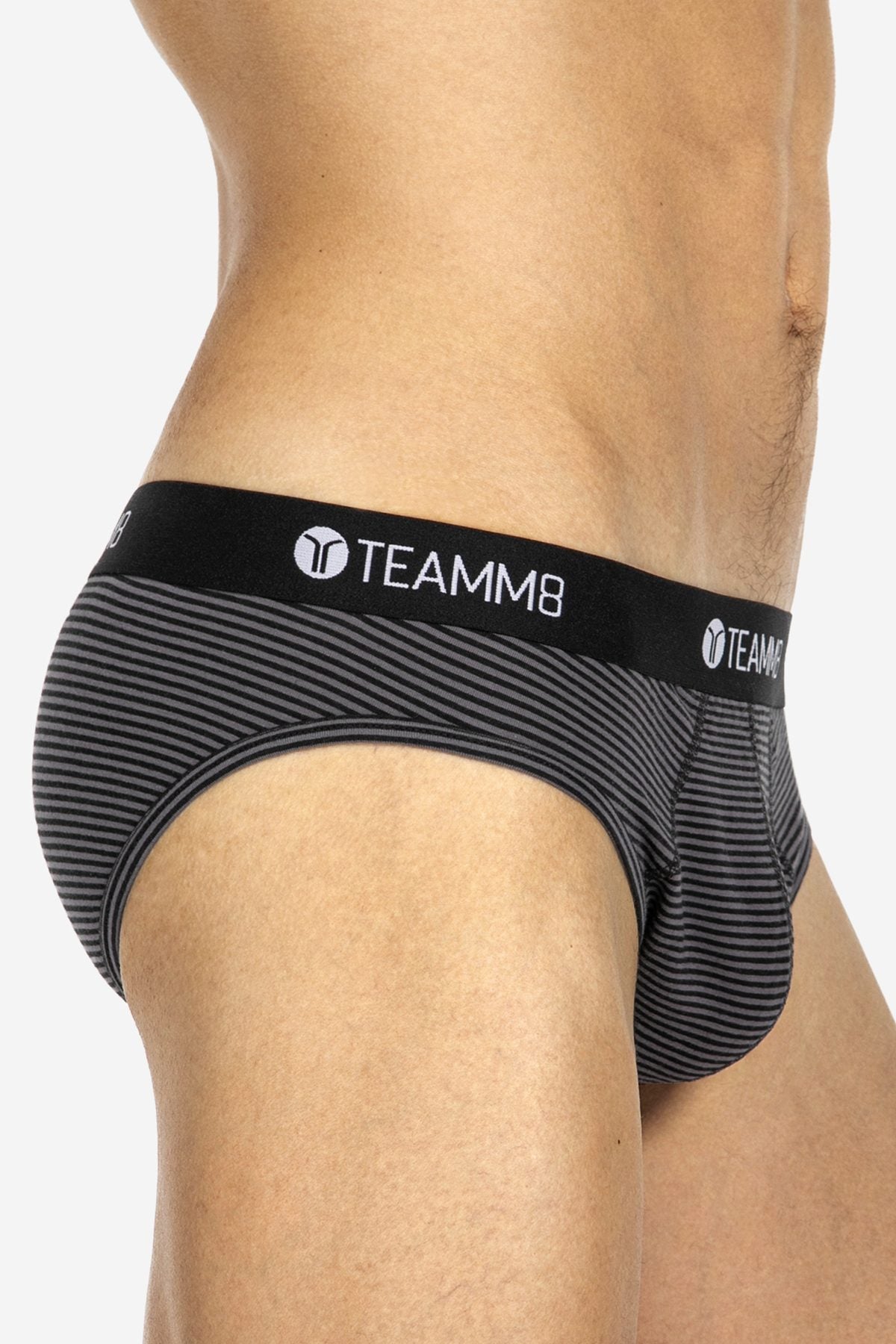 Teamm8 Black Super Low Stripe Brief