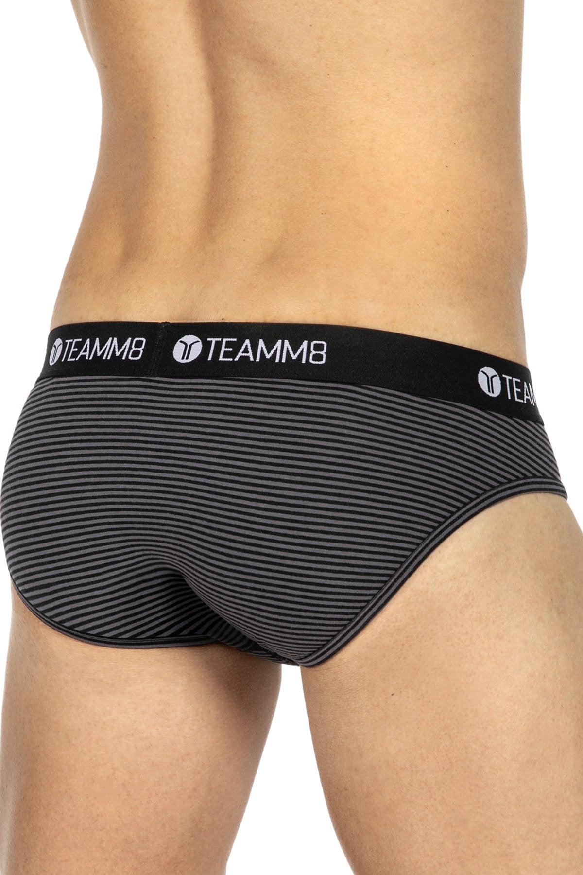 Teamm8 Black Super Low Stripe Brief