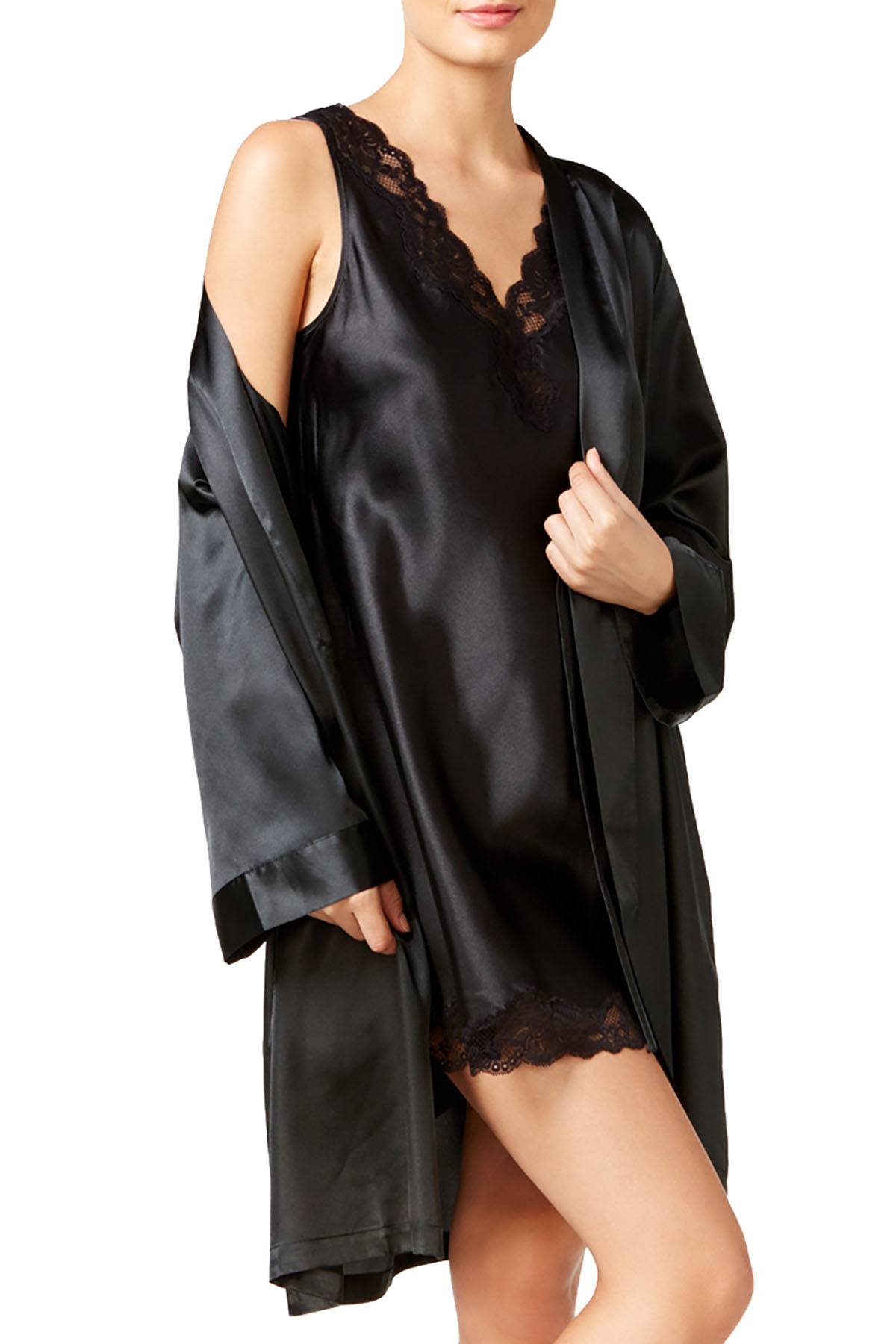 Thalia Sodi Intimates Black Satin Short Wrap Robe – CheapUndies