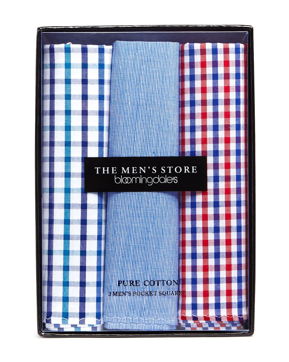 The Men's Store Assorted Cotton Pocket Square Pack Of 3 Blue