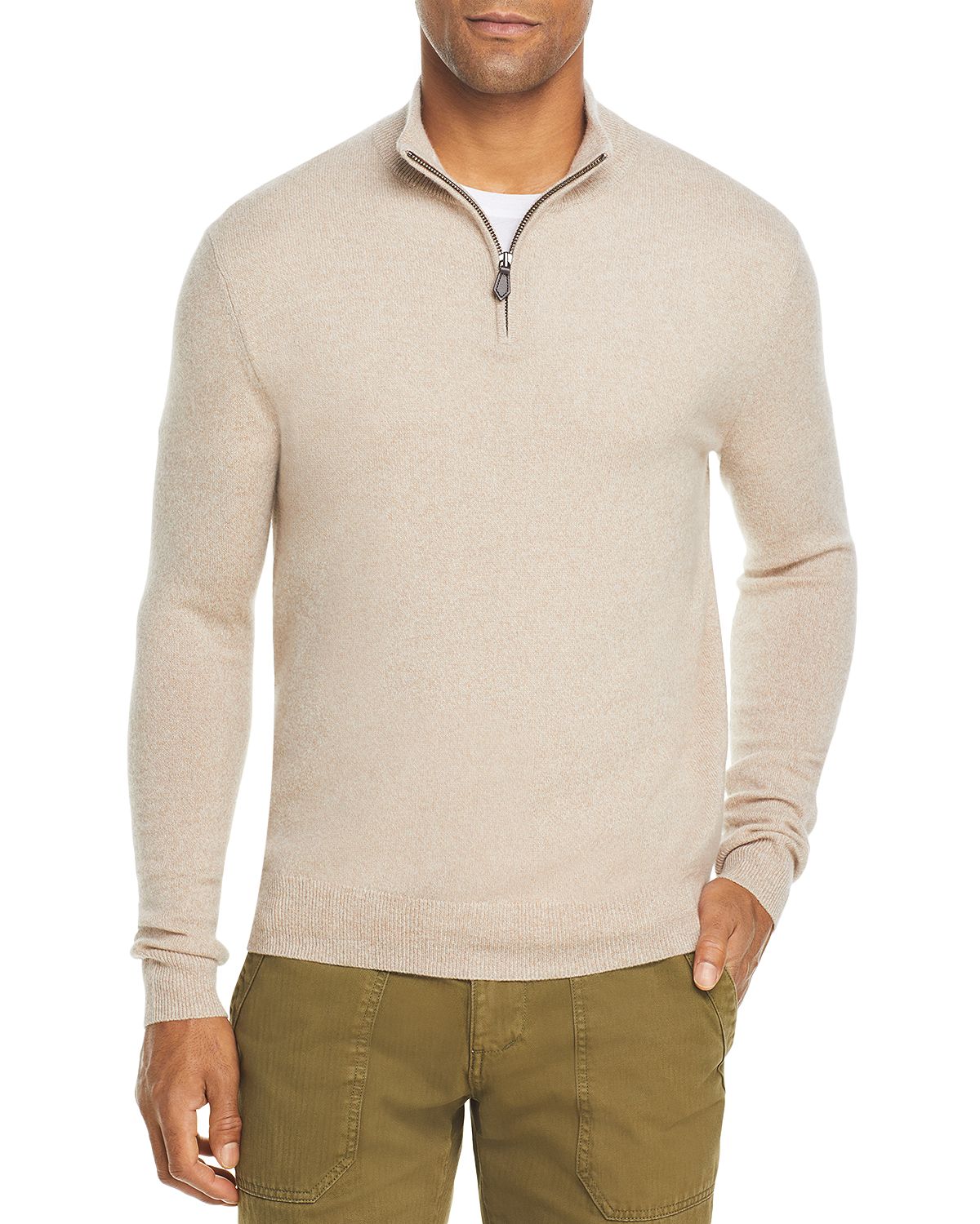 The Men's Store Cashmere Half-zip Sweater Oatmeal