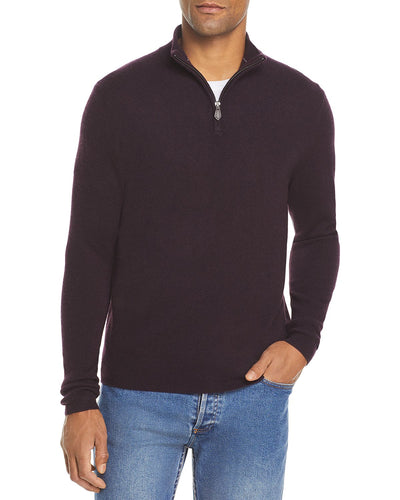 The Men's Store Cashmere Half-zip Sweater Raisin