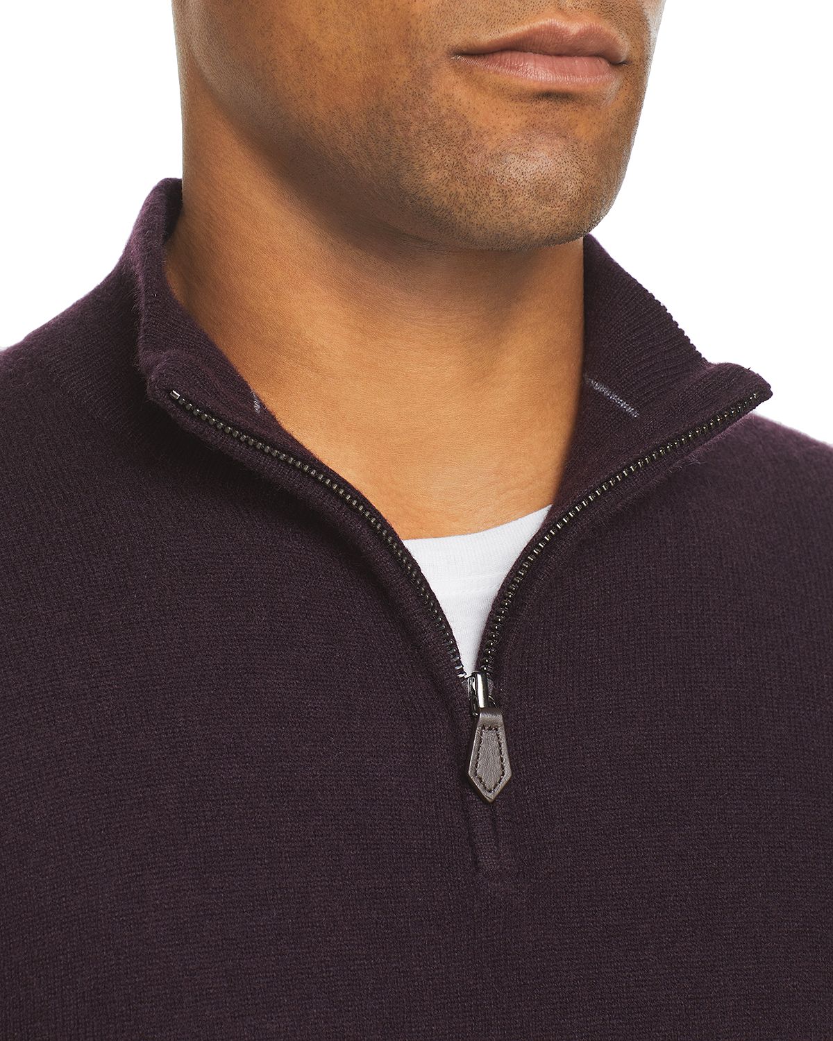 The Men's Store Cashmere Half-zip Sweater Raisin