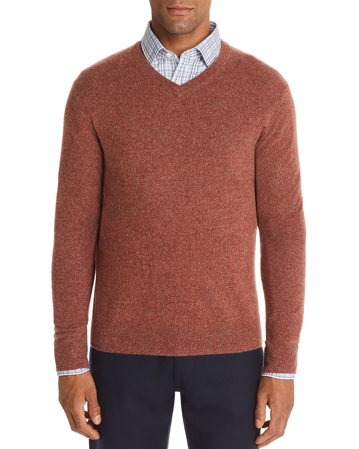 The Men's Store Cashmere V-neck Sweater Brick