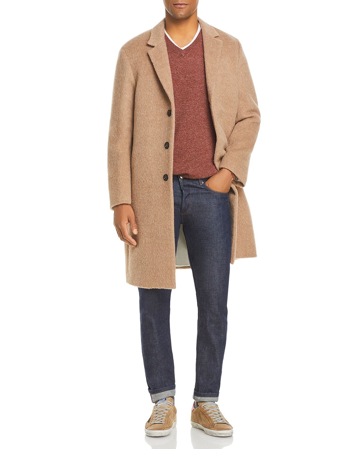 The Men's Store Cashmere V-neck Sweater Brick
