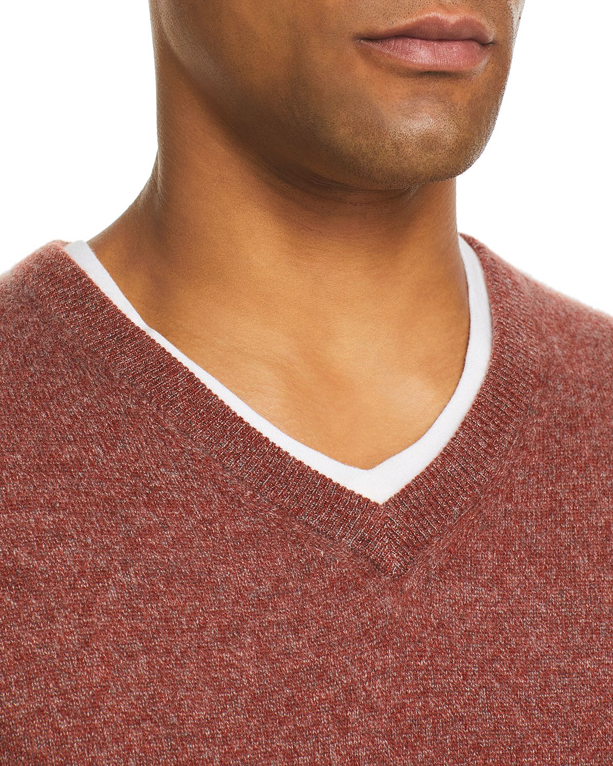 The Men's Store Cashmere V-neck Sweater Brick