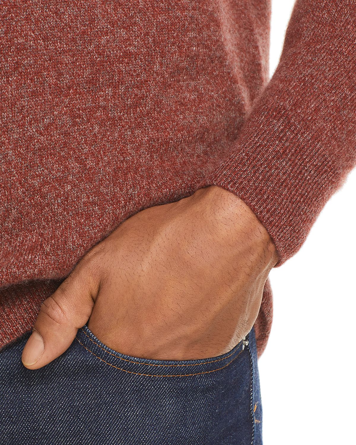 The Men's Store Cashmere V-neck Sweater Brick