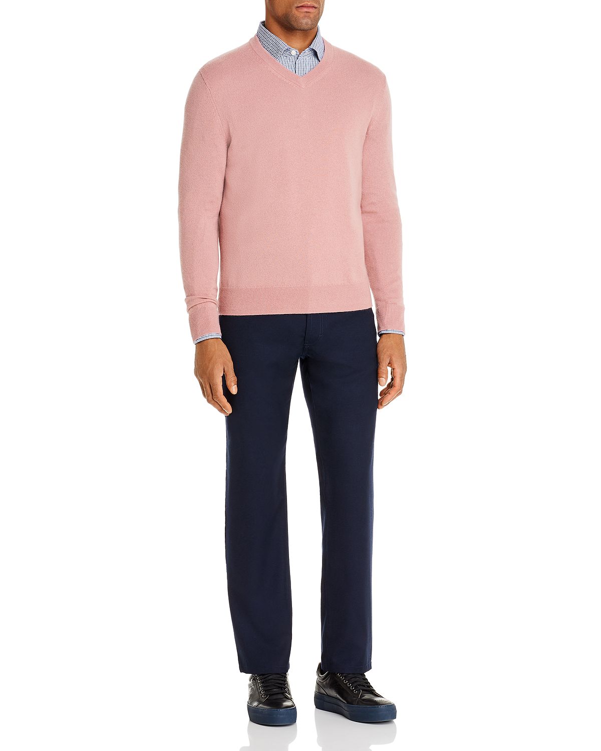 The Men's Store Cashmere V-neck Sweater Chalk Pink