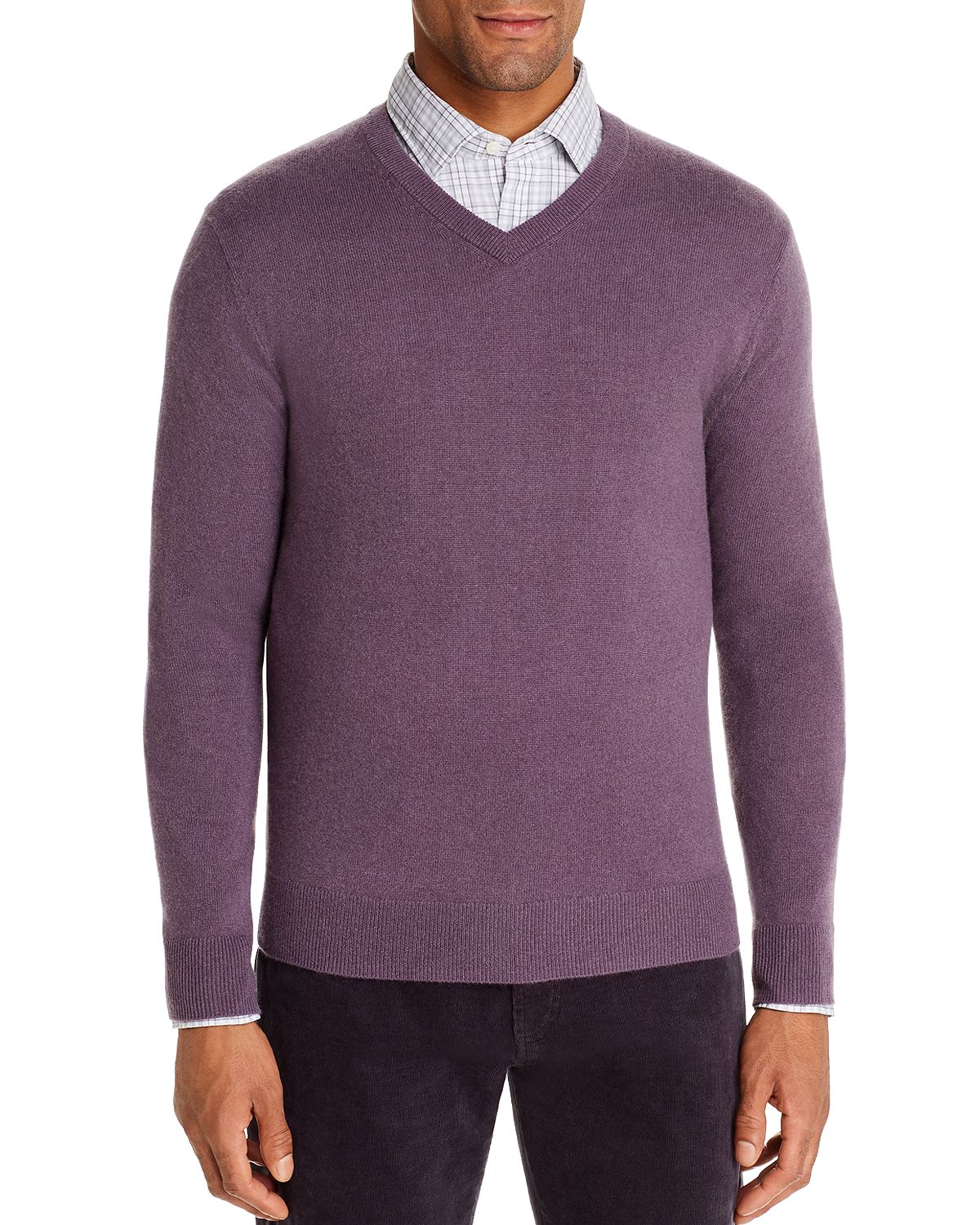 The Men's Store Cashmere V-neck Sweater Mulberry