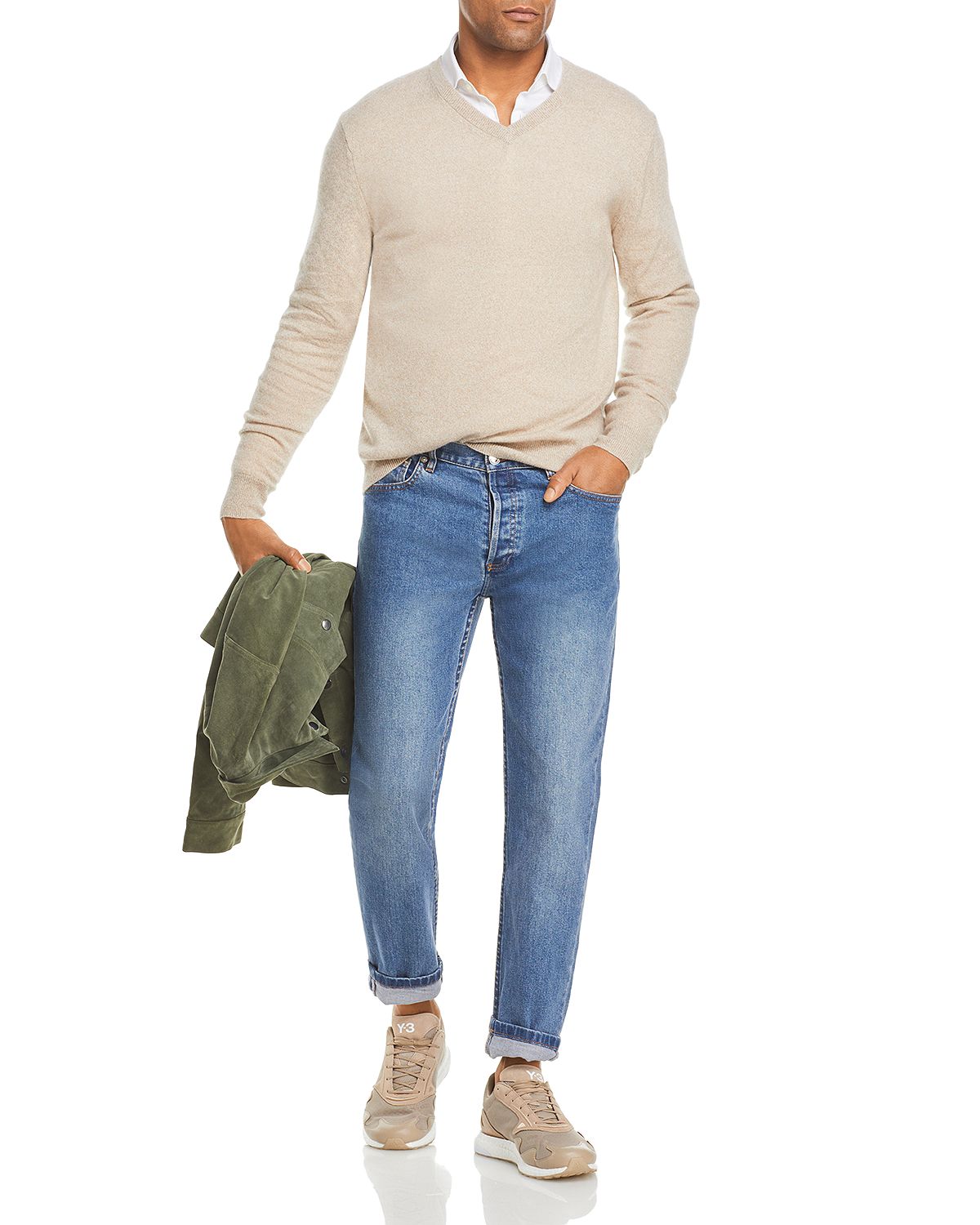 The Men's Store Cashmere V-neck Sweater Oatmeal