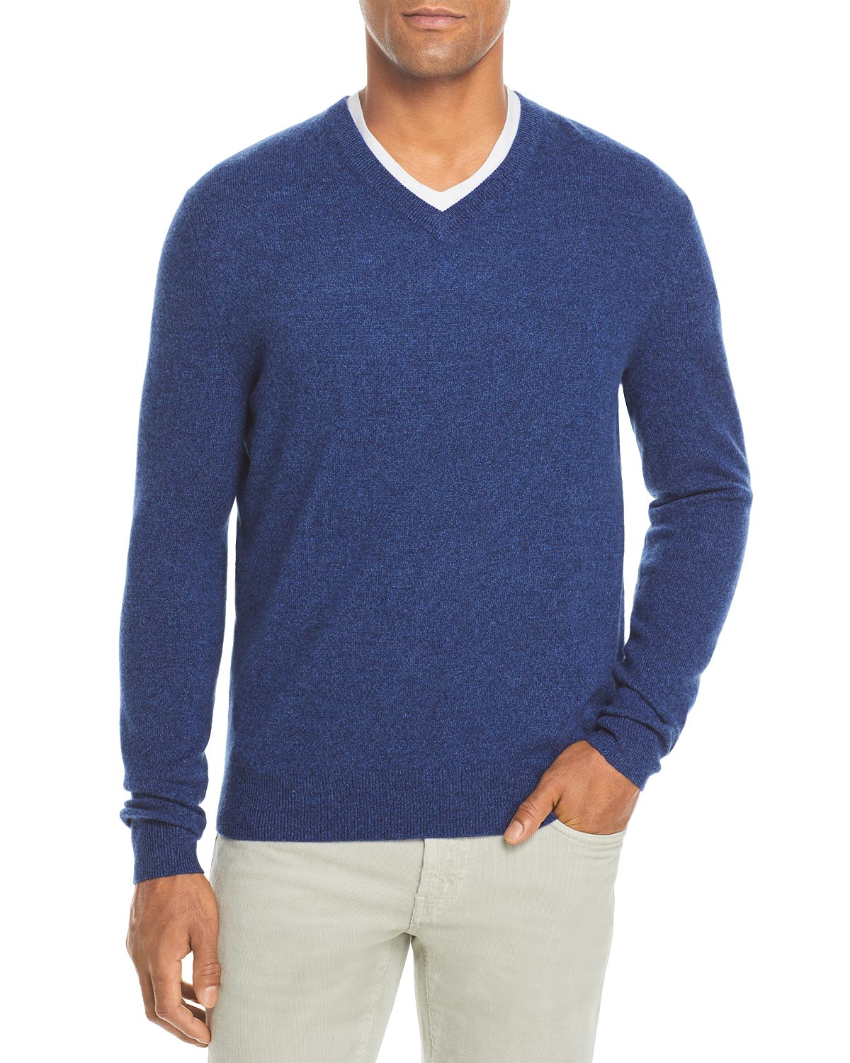 The Men's Store Cashmere V-neck Sweater Ocean Blue