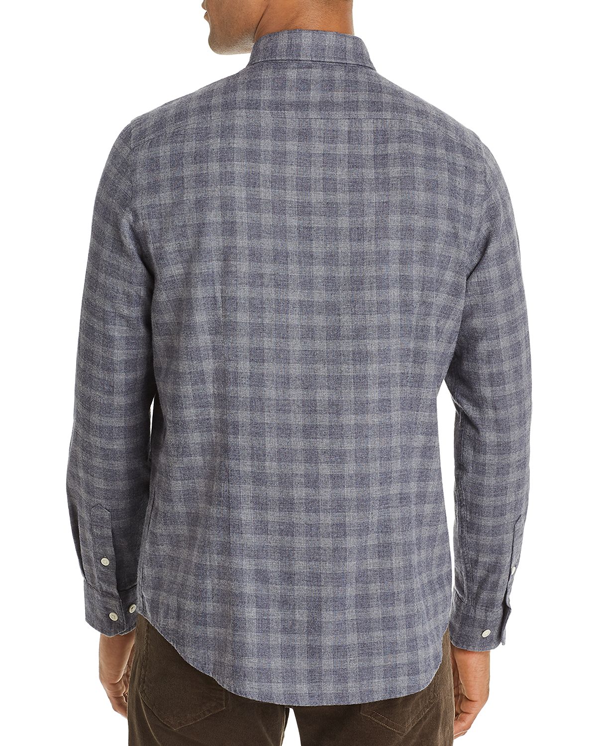The Men's Store Check Print Classic Fit Flannel Shirt Blue / Gray