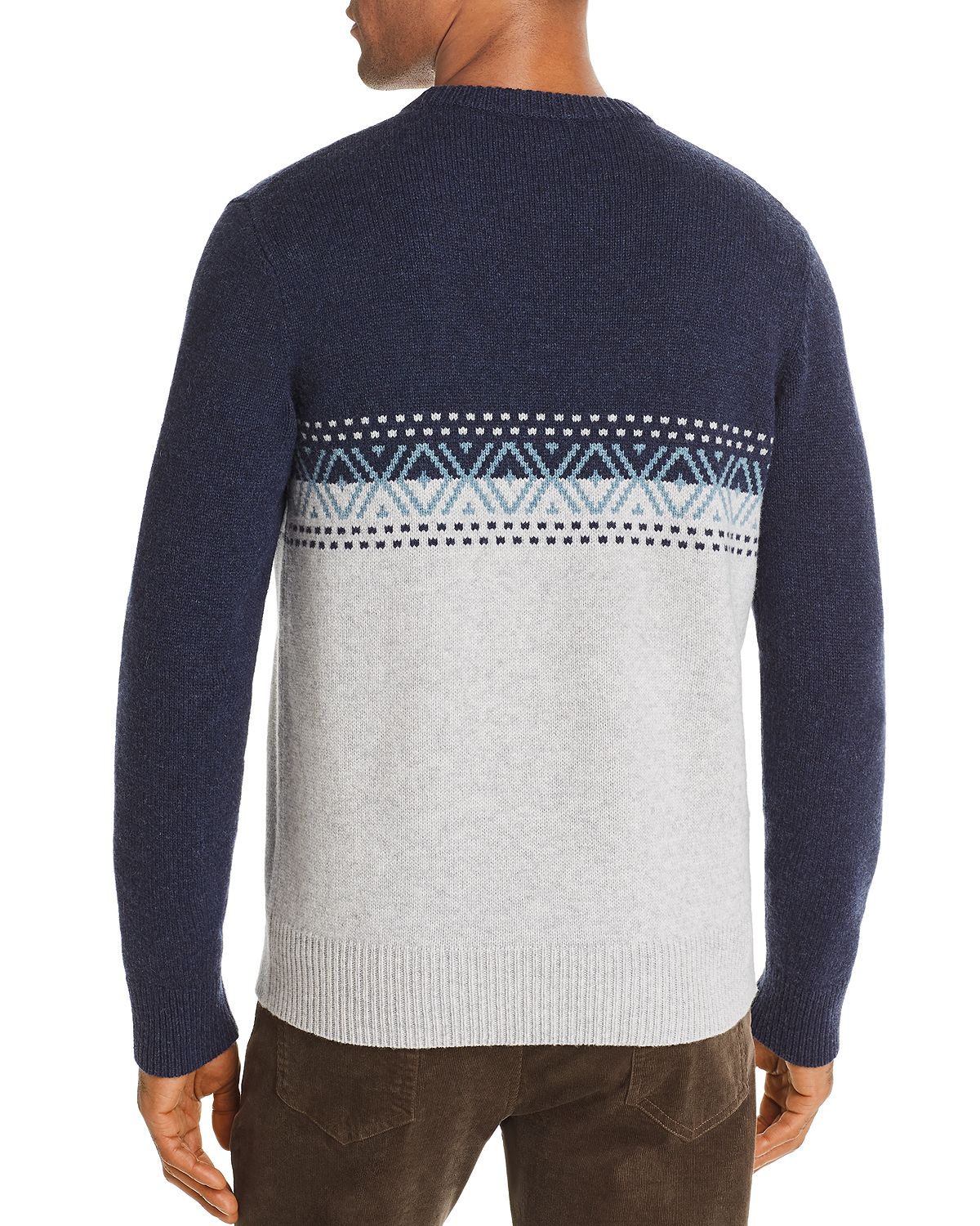 The Men's Store Color-block Fair-isle Merino Wool Sweater Indigo