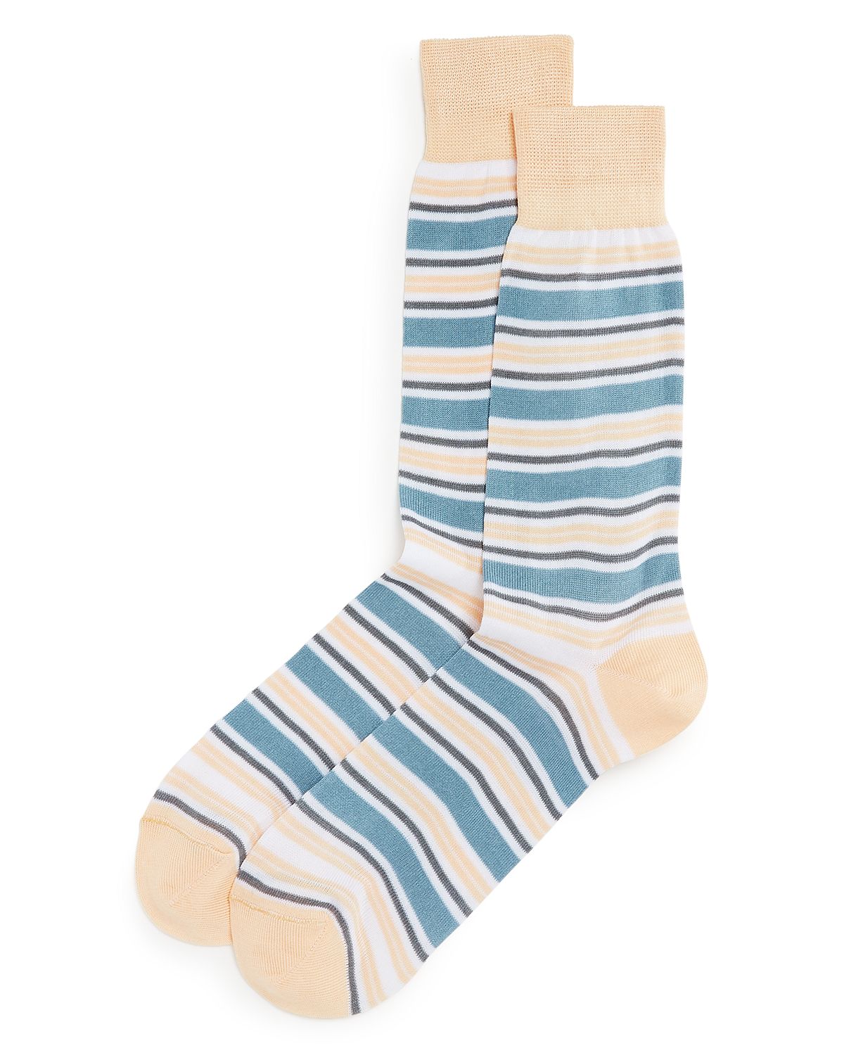 The Men's Store Cotton-blend Birdseye Stripe Crew Socks Coral