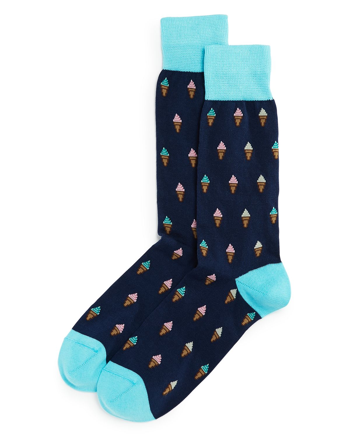 The Men's Store Cotton-blend Ice Cream Cones Crew Socks Navy