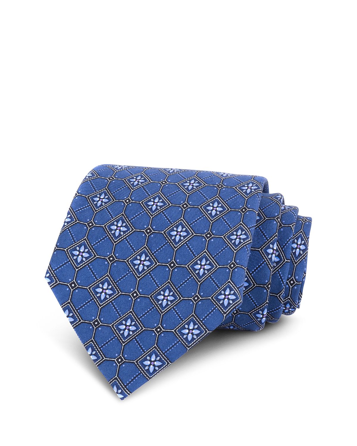 The Men's Store Floral Square Silk Classic Tie Navy