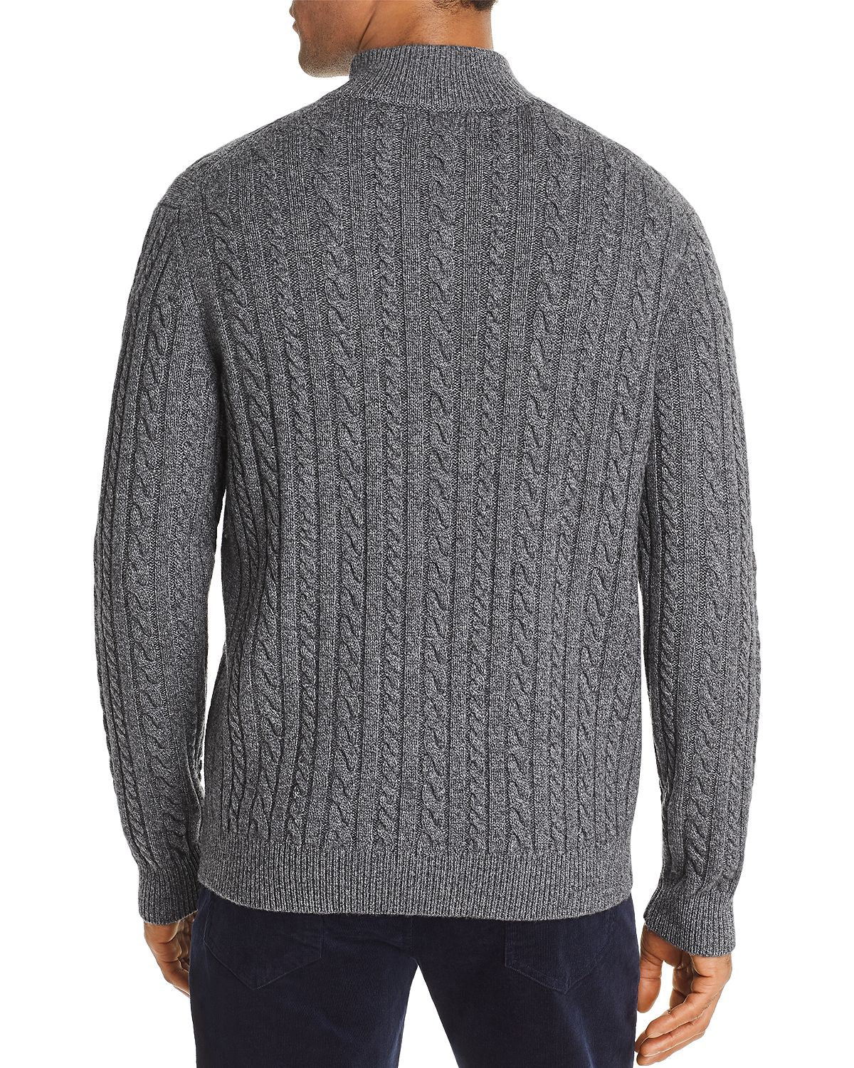 The Men's Store Half-button Cable Sweater Gray Navy Twist