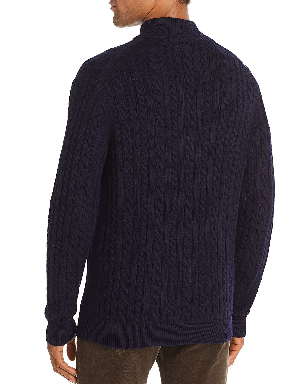The Men's Store Half-button Cable Sweater Navy Blue