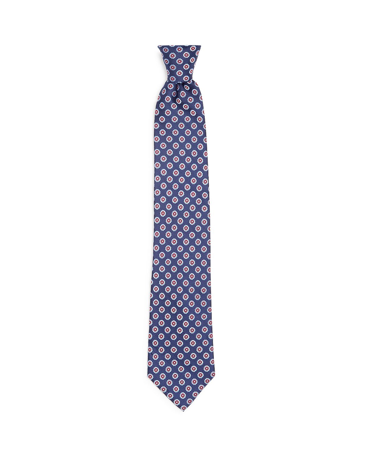 The Men's Store Medallion Woven Silk Classic Tie Navy/Red