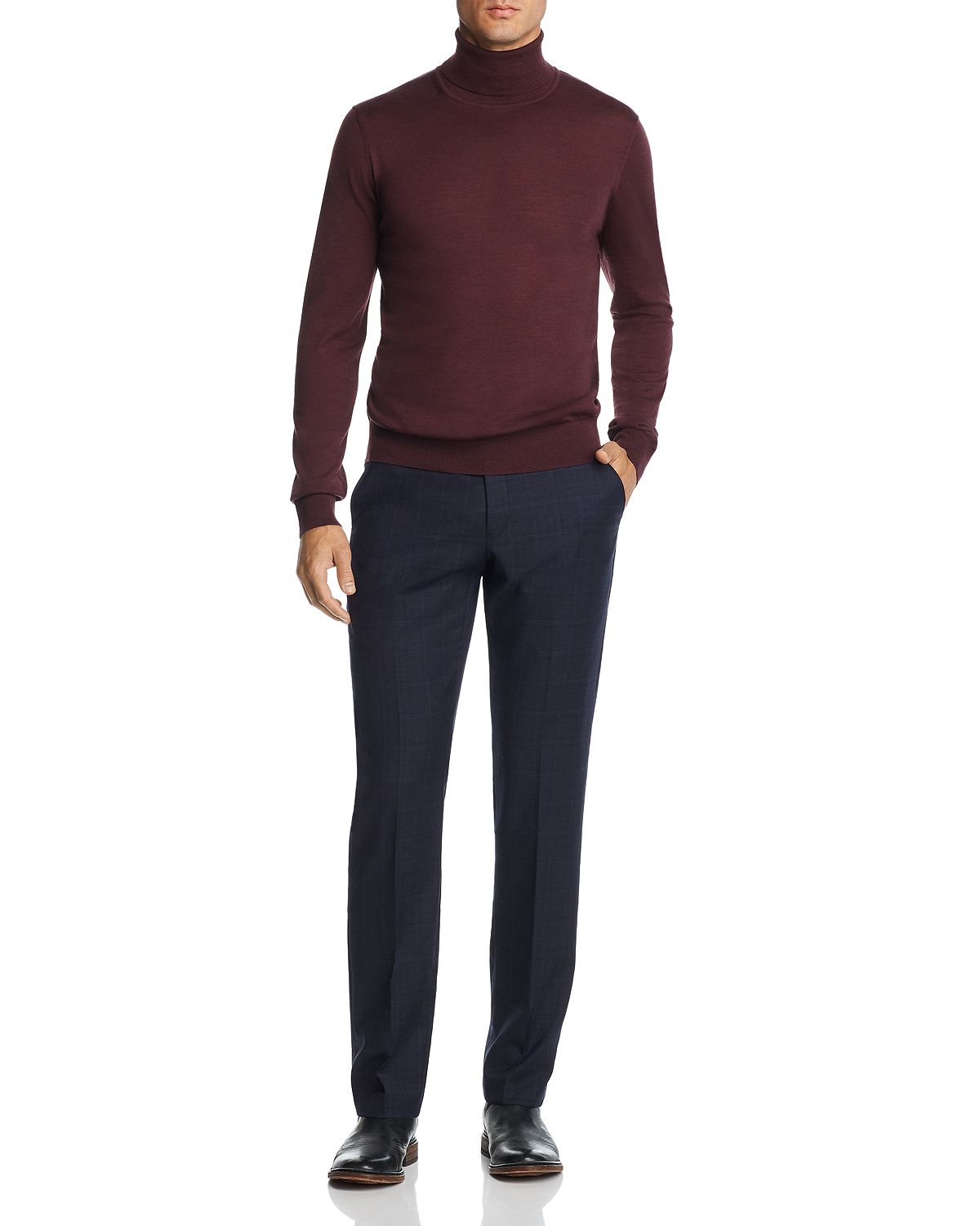 The Men's Store Merino Wool Turtleneck Sweater Raisin