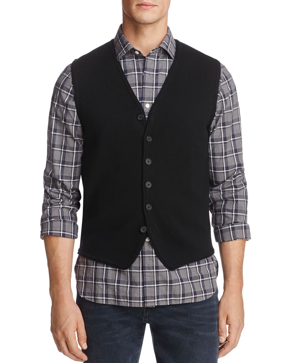 The Men's Store Merino Wool Vest Black