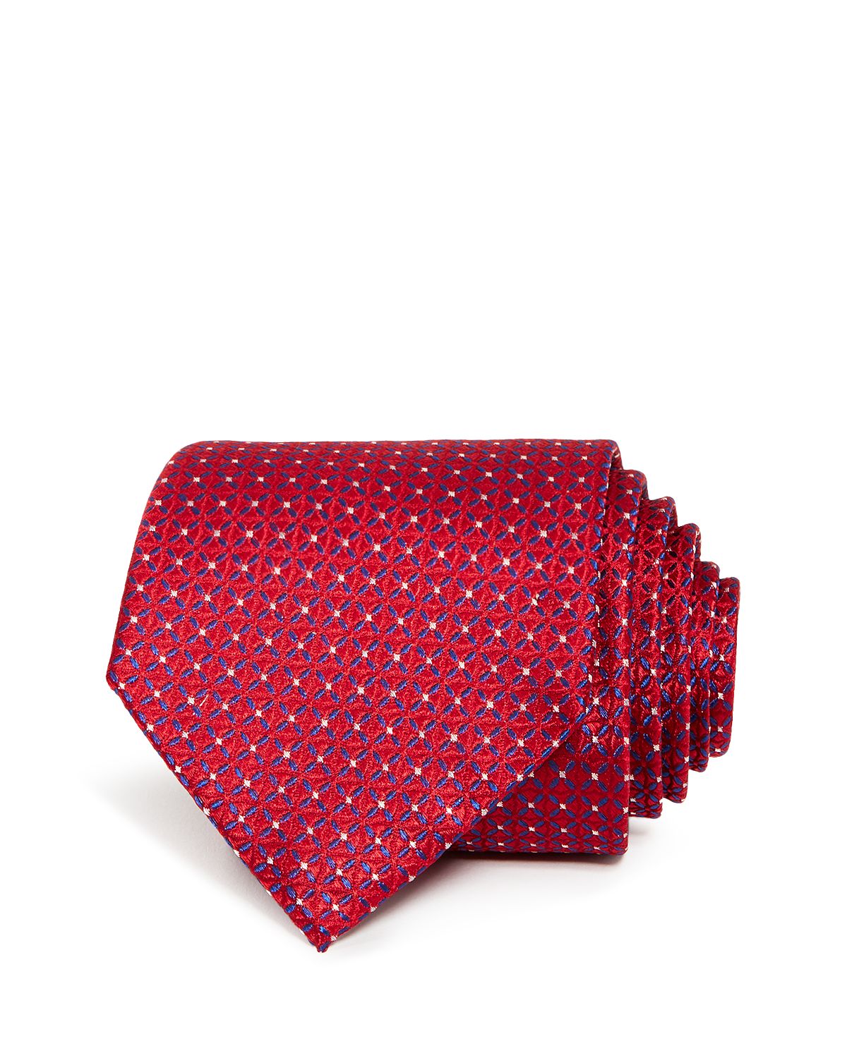 The Men's Store Micro Grid Silk Classic Tie Red