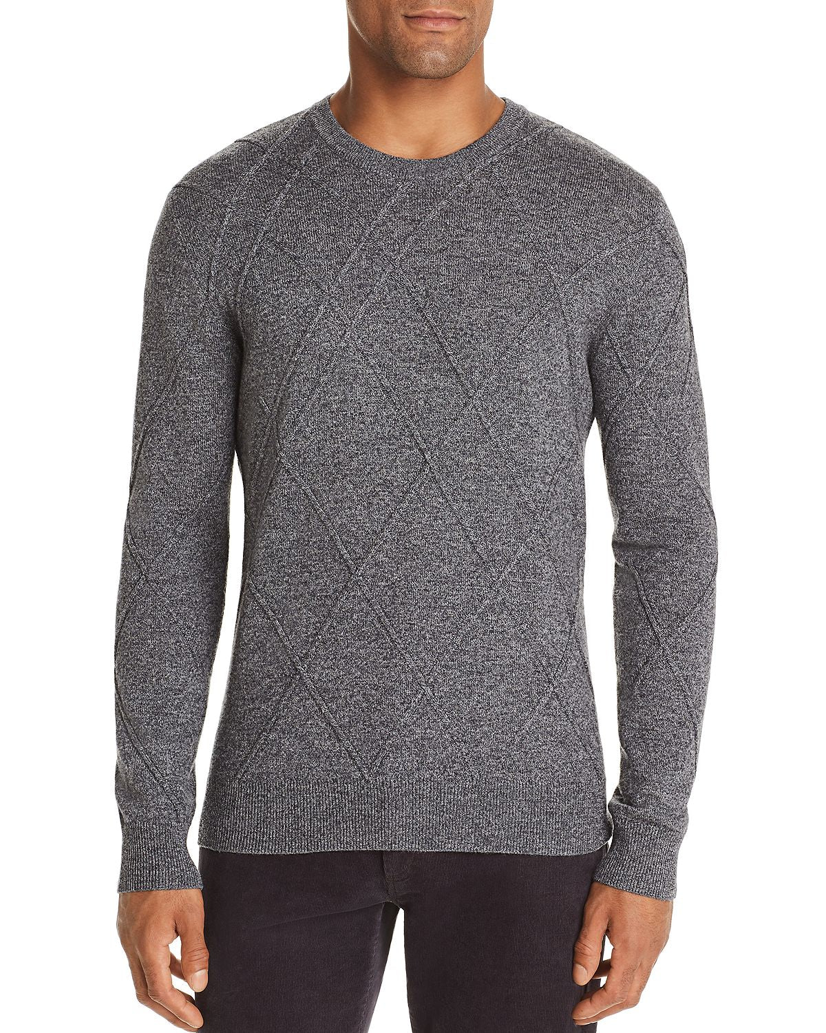 The Men's Store Ribbed Cable-knit Sweater Gray Navy Twist