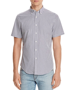 The Men's Store Short-Sleeve Seersucker Regular Fit Button-Down Shirt Blue