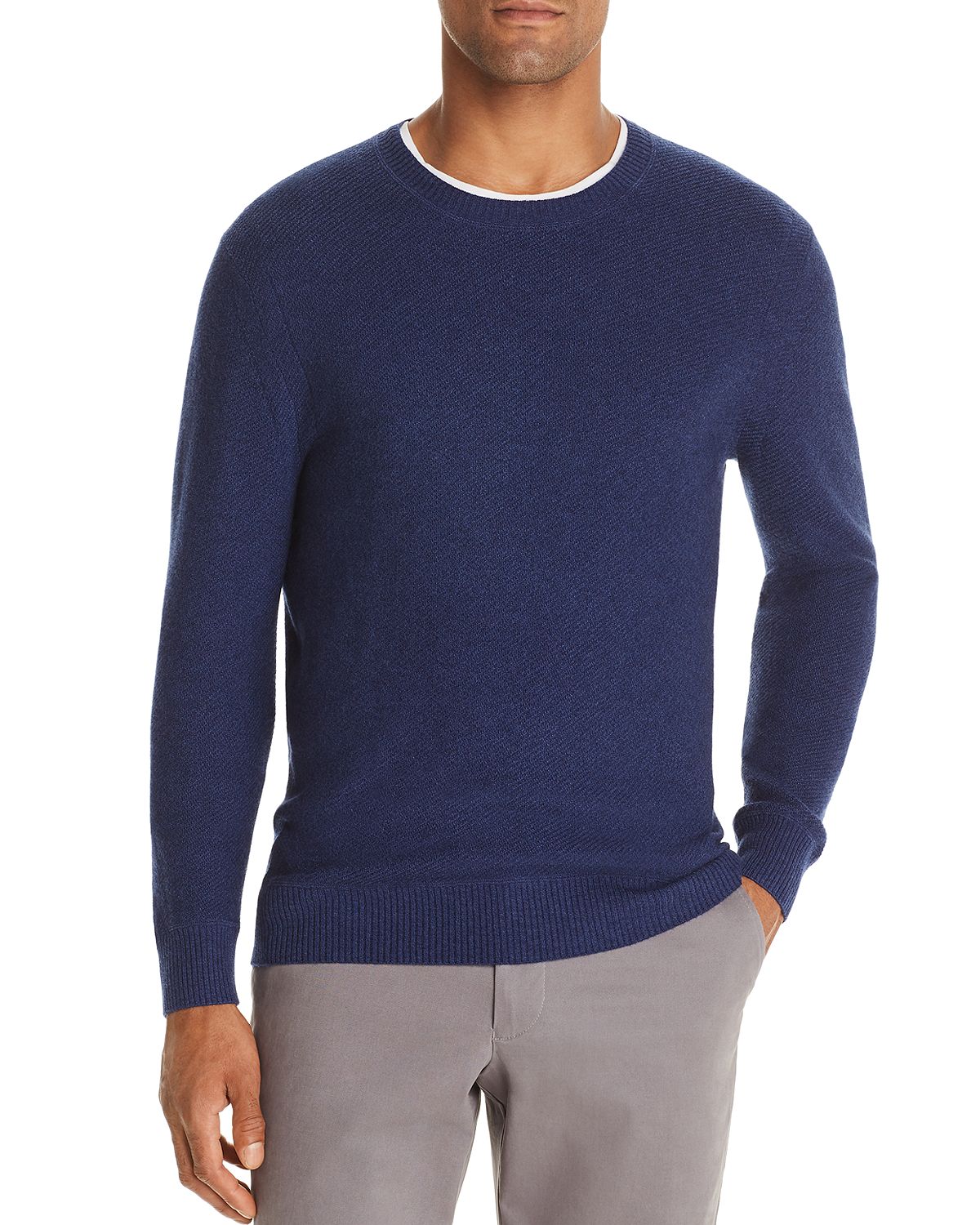 The Men's Store Textured Sweater Ocean Blue