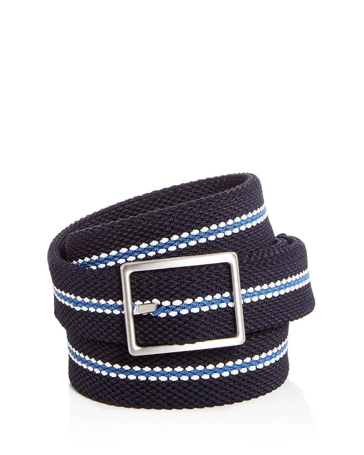 The Men's Store The Men's's Store At Woven Stretch Stripe Reversible Belt Navy