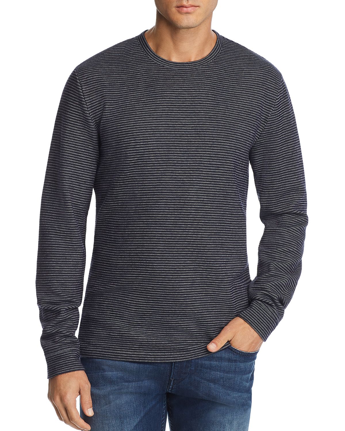 The Men's Store The Store At Bloomingdake's Micro Stripe Long-sleeve Tee Navy/Gray